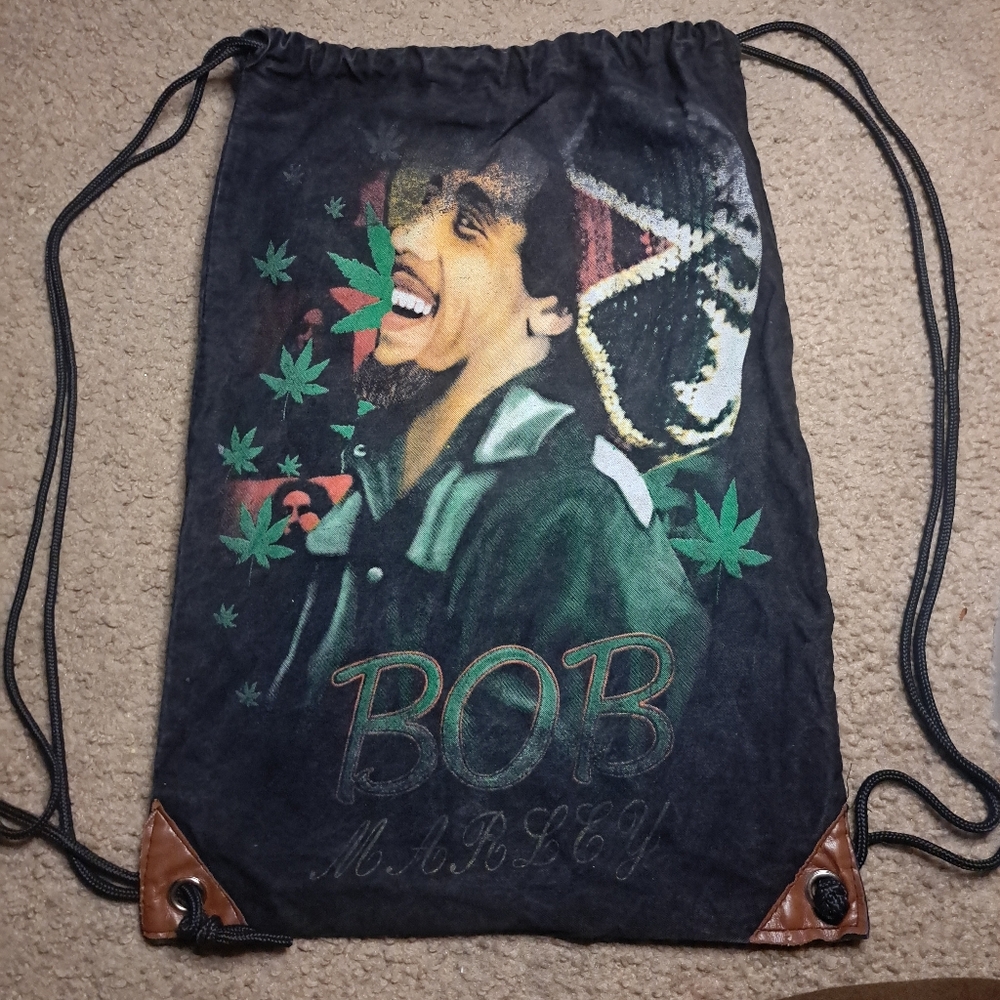 Bob Marley Hippie/ Reggae Black Drawstring Bag
